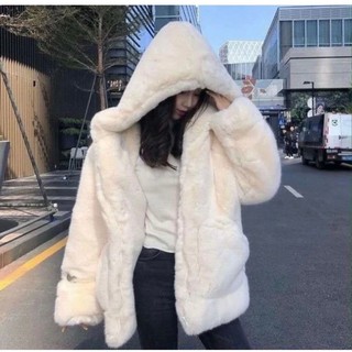 Áo Khoác Lông Thỏ Trơn Mềm Mượt Có Mũ Chất Liệu Lông Cao Cấp Dày Dặn Form Dáng Rộng Thời Trang Hàn Quốc Hottrend 2024