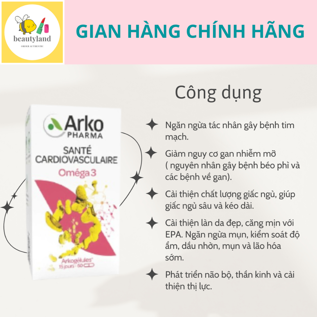 Dầu cá Omega 3 Arkopharma Pháp 180 viên