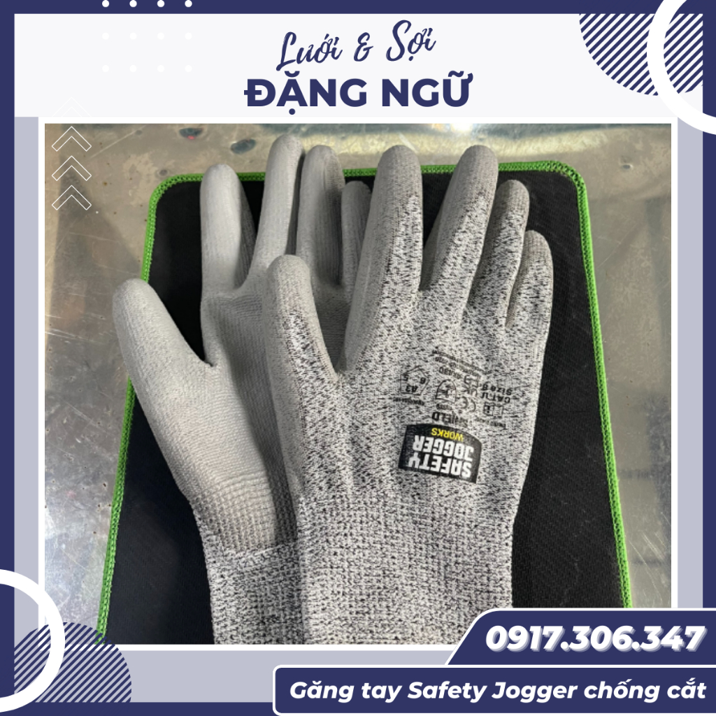 Găng tay bảo hộ 💥 HÀNG LOẠI 1 💥 Găng tay Safety Jogger chống cắt cấp độ 5 chất liệu HPPE độ dày cao màu xám