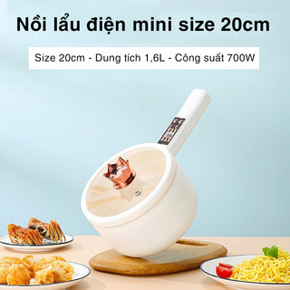 Nồi Lẩu Điện Mini Nồi Nấu Mì Chảo Lẩu Chống Dính Đa Năng Dung Tích 1.5L Công Suất 600W 2 Chế Độ Nhiệt Bảo Hành 12 Tháng