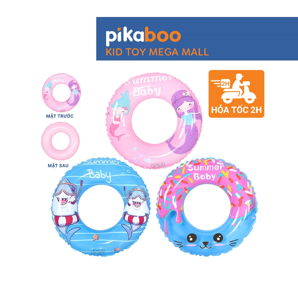 Phao bơi trẻ em cao cấp Pikaboo phao tròn cho bé tập bơi họa tiết đáng yêu màu sắc ngọt ngào chất liệu an toàn