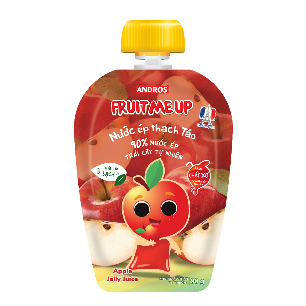 Thùng 20 Túi Thạch Trái Cây Hỗn Hợp 5 Vị - 90% Nước Ép Trái Cây Thật - ANDROS FRUIT ME UP - 90g x 20