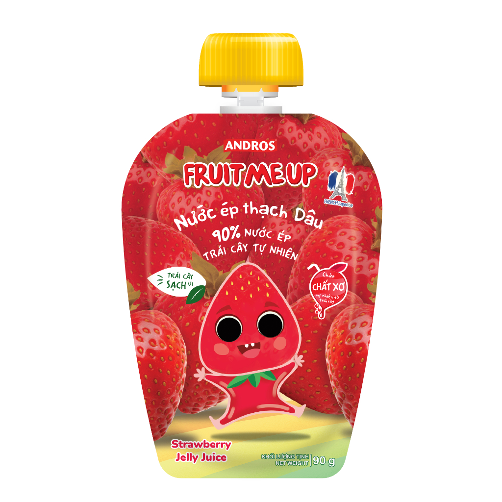 Thùng 20 Túi Thạch Trái Cây Hỗn Hợp 5 Vị - 90% Nước Ép Trái Cây Thật - ANDROS FRUIT ME UP - 90g x 20