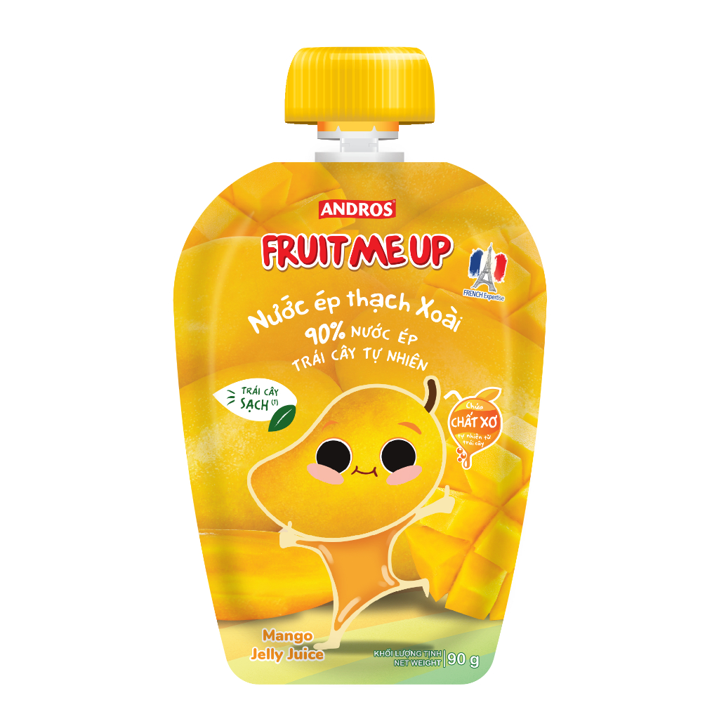 Thùng 20 Túi Thạch Trái Cây Hỗn Hợp 5 Vị - 90% Nước Ép Trái Cây Thật - ANDROS FRUIT ME UP - 90g x 20