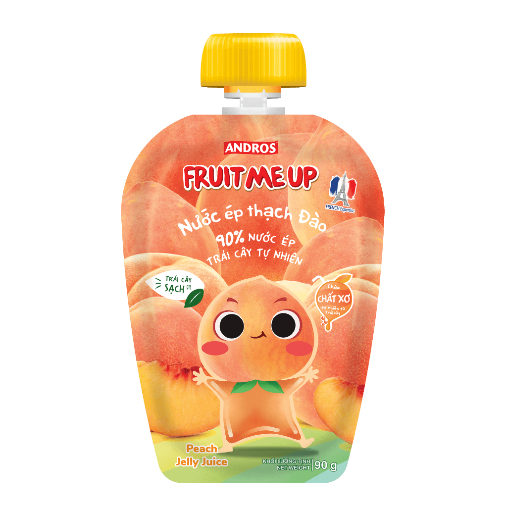 Thùng 20 Túi Thạch Trái Cây Hỗn Hợp 5 Vị - 90% Nước Ép Trái Cây Thật - ANDROS FRUIT ME UP - 90g x 20