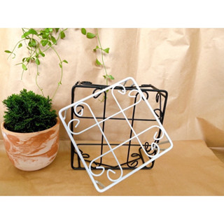 Bộ 5 Kệ sắt vuông bọc nhựa đặt chậu hoa vuông, đế lót chậu cây (KT: 20cm x cao10cm)