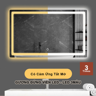 Gương LED treo tường hình chữ nhật, hình vuông, treo nhà tắm, bàn trang điểm, có cảm ứng tắt mở cao cấp