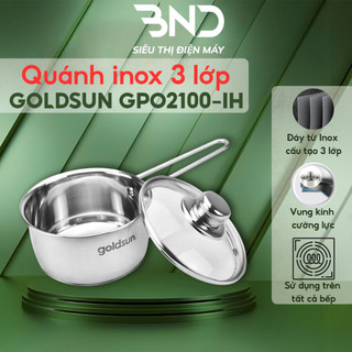 Quánh inox 3 lớp Goldsun GPO2100-IH size 14x8cm - Nồi inox đáy từ dùng mọi loại bếp bảo hành 12 tháng dienmaybnd