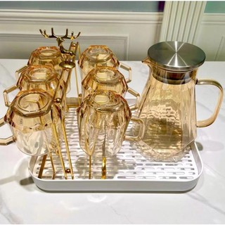 Set bộ bình nước kèm 6 ly thủy tinh pha lê cao cấp