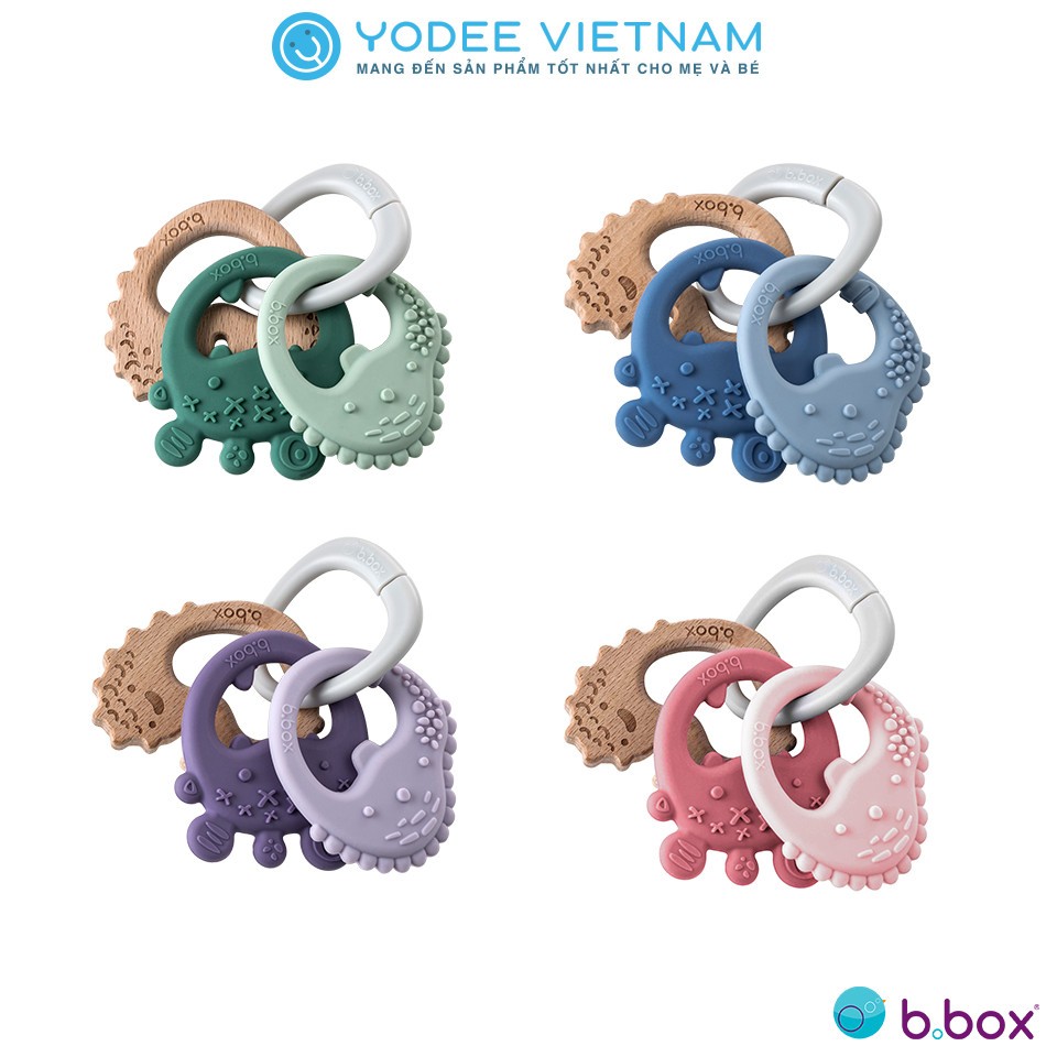 b.box Bộ ba gặm nướu tháo rời bằng silicone và gỗ sồi kháng khuẩn giúp giảm đau và ngứa nướu cho bé