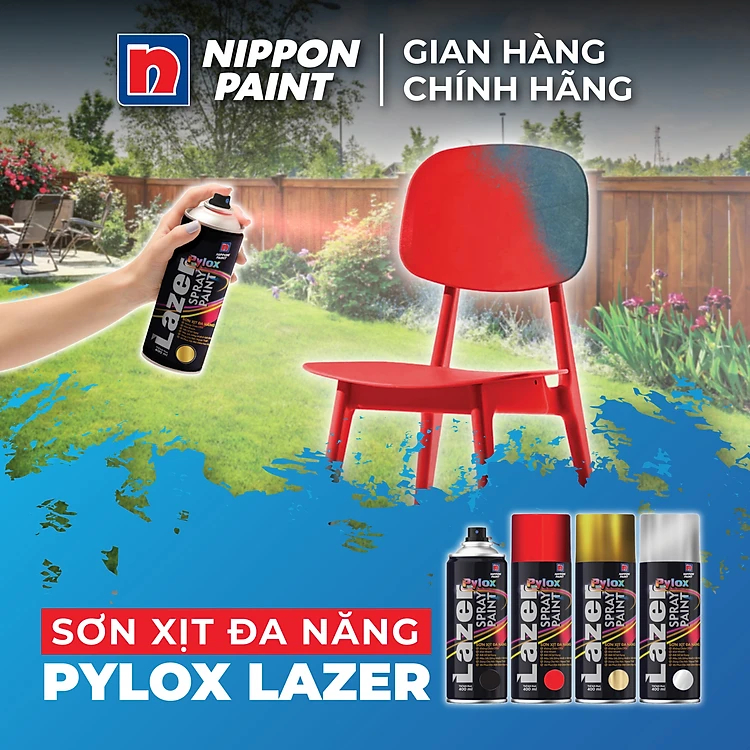 Sơn xịt đa năng Pylox Lazer  - Màu Bright Silver - Chính hãng NIPPON PAINT - Dung tích 400ml