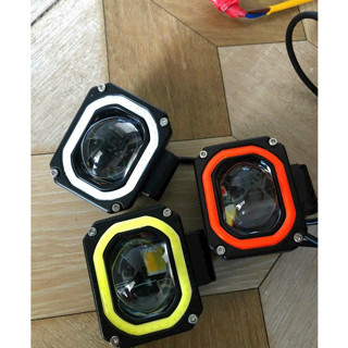 Đèn led trợ sáng bi mắt vuông có viên, đèn led trợ sáng dùng chung điện 12v và 24v(giá 1 đôi)