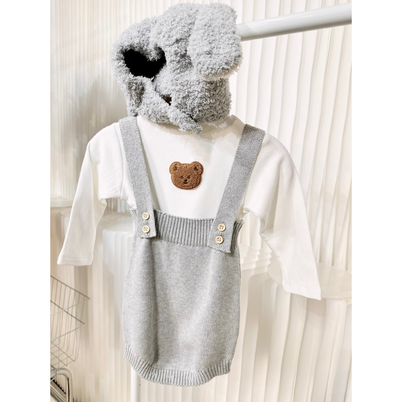 Áo giữ nhiệt cổ cao chất cotton dày dặn lót bông nhẹ đính gấu màu trơn ấm áp cho bé QA137 Mimo baby