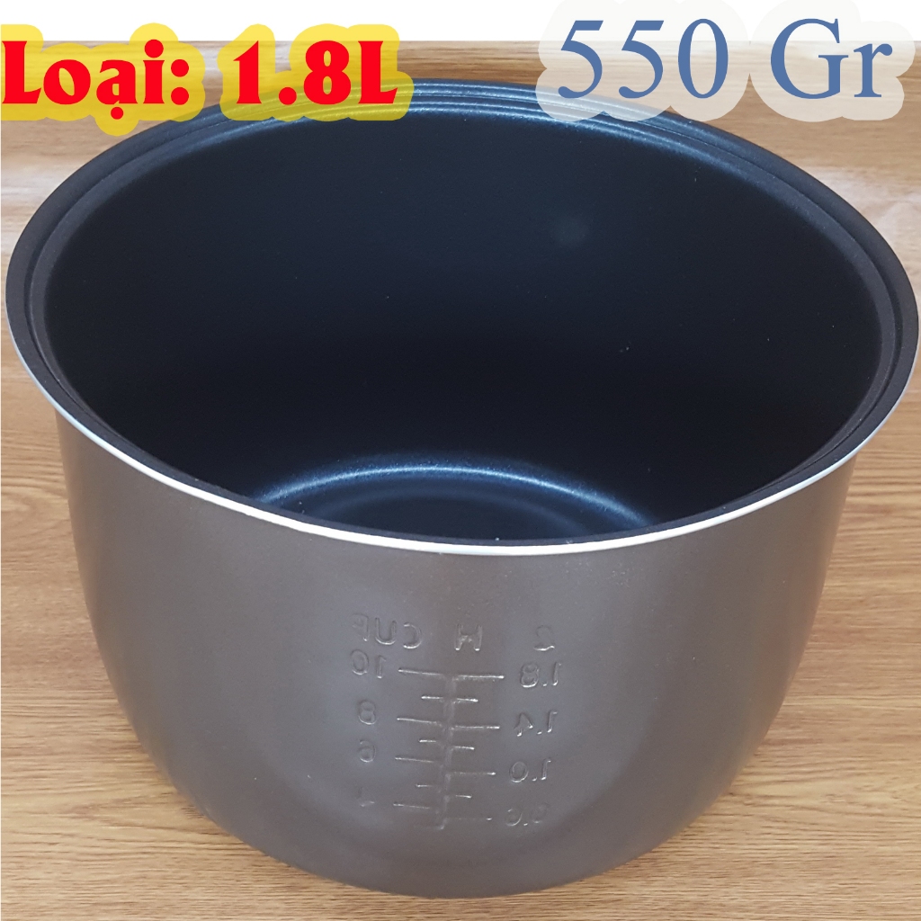 Lòng nồi cơm điện 1.8 L (Ruột nồi cơm điện 1.8 L, Lõi nồi cơm điện 1.8 L) nặng 550 gr màu Đen