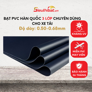 Bạt PVC Hàn Quốc phủ Xe Tải Siêu Dày Siêu Bền màu Xanh Đen Ép May Viền Miễn Phí theo Khổ 1m52