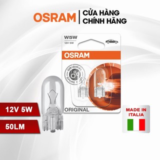 Combo 2 Bóng Đèn Chân Ghim Nhỏ 1 Tim Halogen OSRAM Original Dùng Cho Xe Oto Chân T10 W5W 12V 5W 2825-02B - 50LM