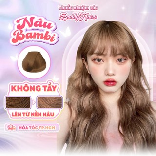 Thuốc nhuộm tóc màu NÂU BAMBI,NÂU VÀNG KHÓI thuốc nhuộm tóc tại nhà Buddyhairs tặng kèm phụ kiện nhuộm tóc