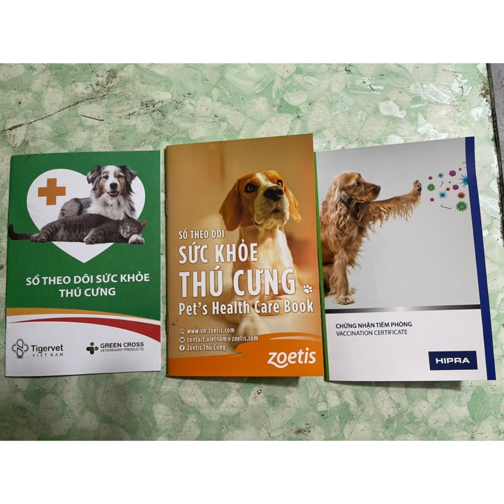 Combo 2 Sổ tiêm phòng vacxin cho chó, Sổ theo dõi sức khoẻ, lịch tiêm phòng cho chó