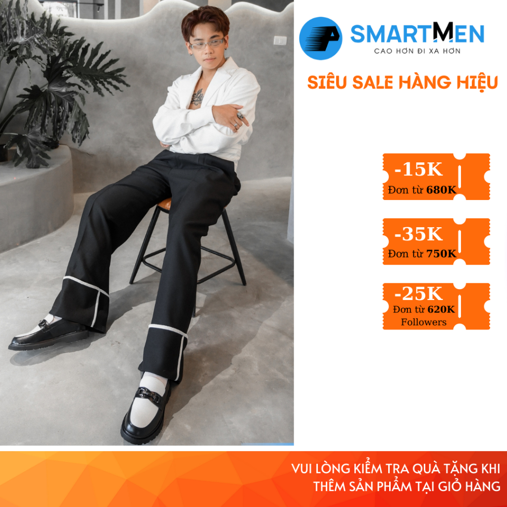 Giày lười Tăng chiều cao Da bò Cao cấp SMARTMEN LUX-K03 Đen