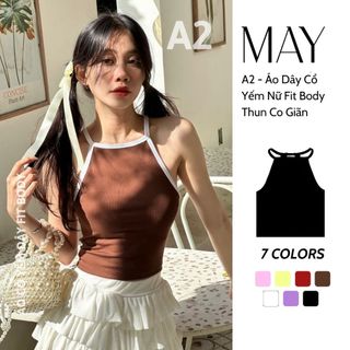  A2 -  Áo Dây Cổ Yếm Nữ Fit Body Thun Co Giãn Trắng / Đen / Tím / Vàng / Hồng / Nâu / Đỏ