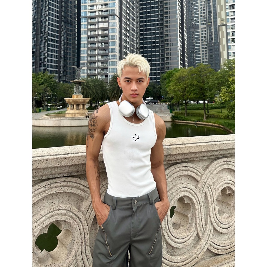 Áo thun ba lỗ unisex, tank top dáng dài ôm logo DYAD