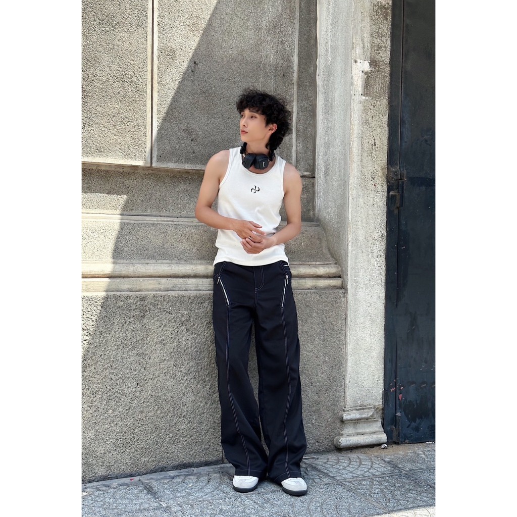 Áo thun ba lỗ unisex, tank top dáng dài ôm logo DYAD