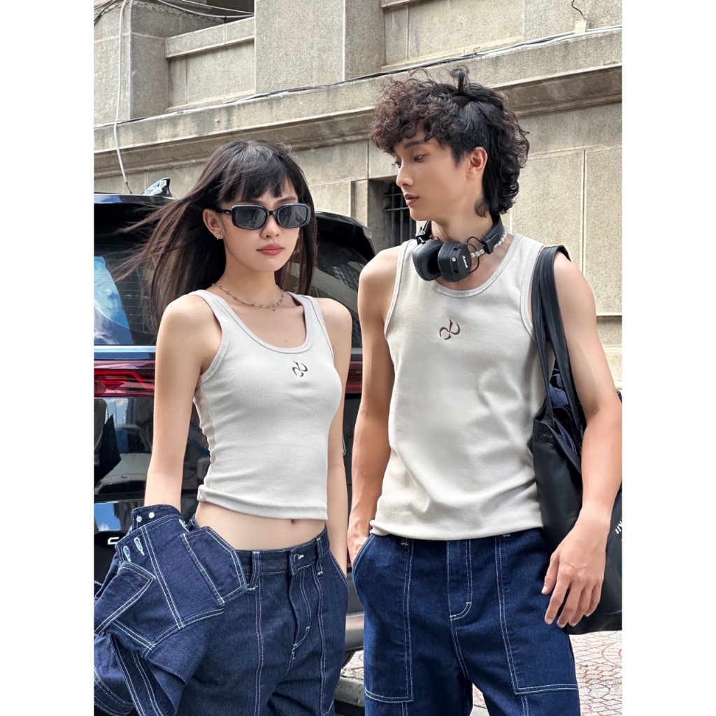 Áo thun ba lỗ unisex, tank top dáng dài ôm logo DYAD