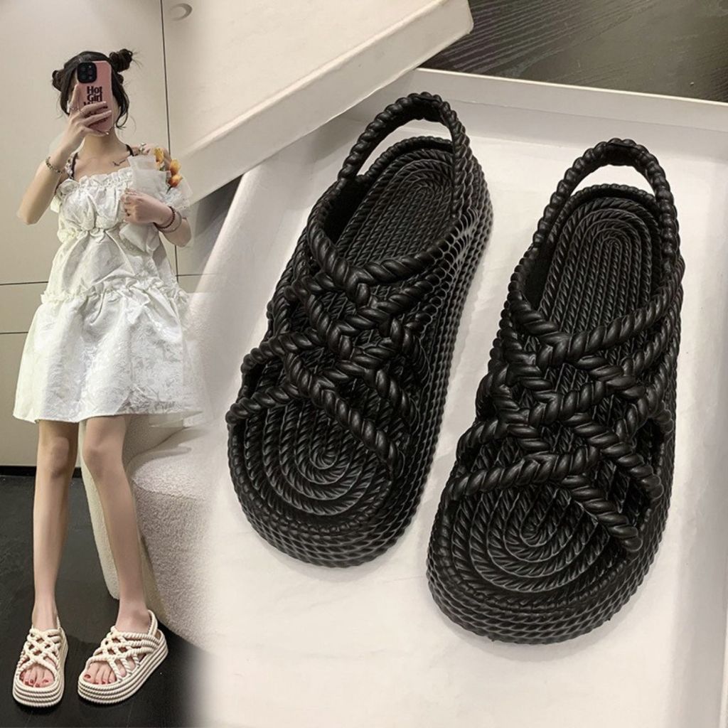 Dép sandal nữ quai hậu đế cao 4cm thời trang sang chảnh đi mưa eva unisex ulzzang có quai hậu êm chân