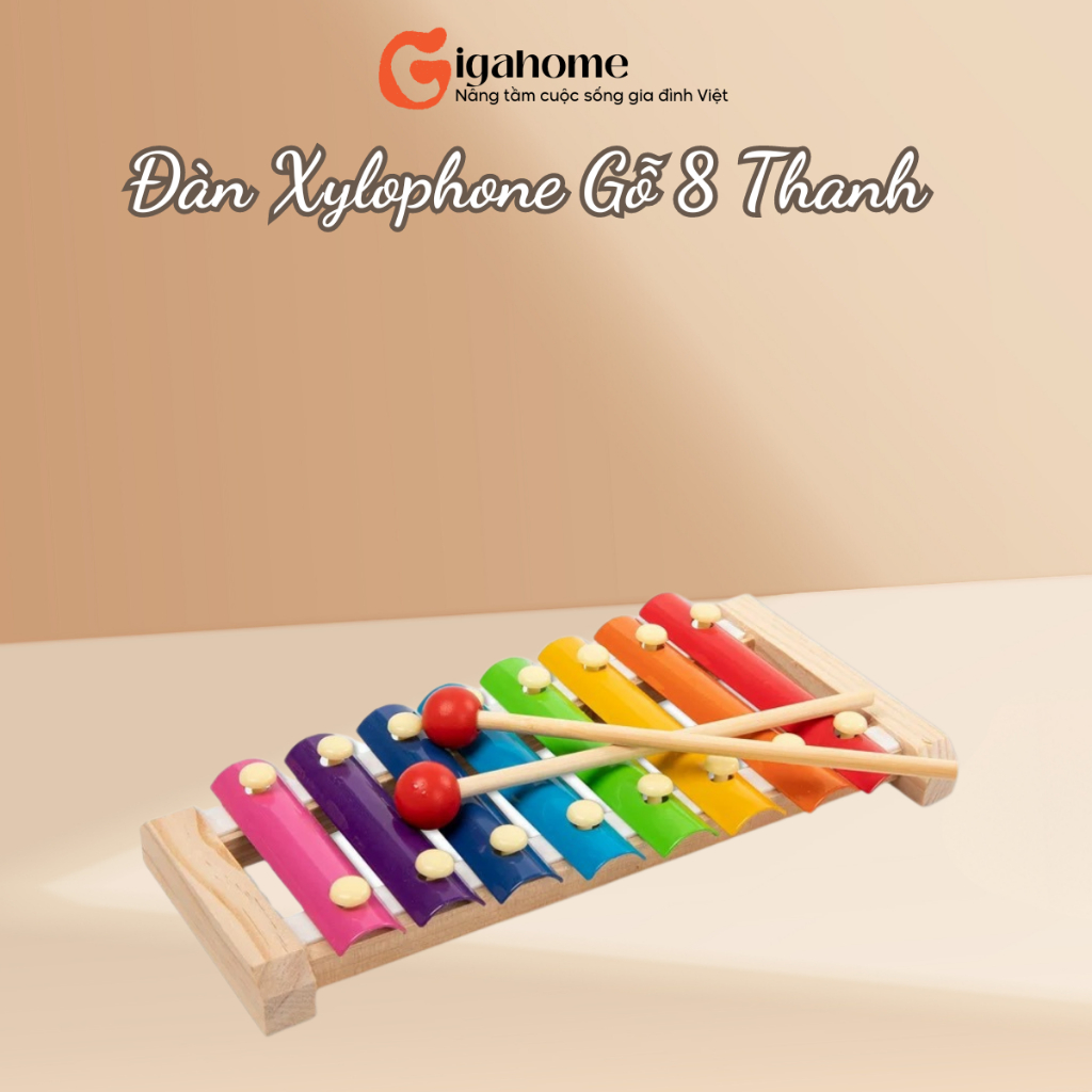 Đàn Xylophone 8 Nốt Đồ Chơi Âm Nhạc Cho Bé Nhiều Màu Sắc GIGAHOME 7676