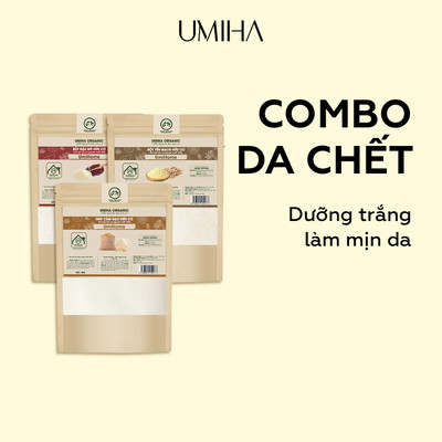 Combo 3 bột tẩy tế bào chết cơ thể và dưỡng trắng da nguyên chất UMIHA (40G x 3) gồm Cám Gạo, Đậu Đỏ, Yến Mạch
