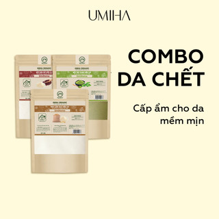 Combo 3 bột tẩy tế bào chết và cấp ẩm cho da nguyên chất UMIHOME (40Gx3) gồm bột Trà Xanh, Cám Gạo, Đậu Đỏ