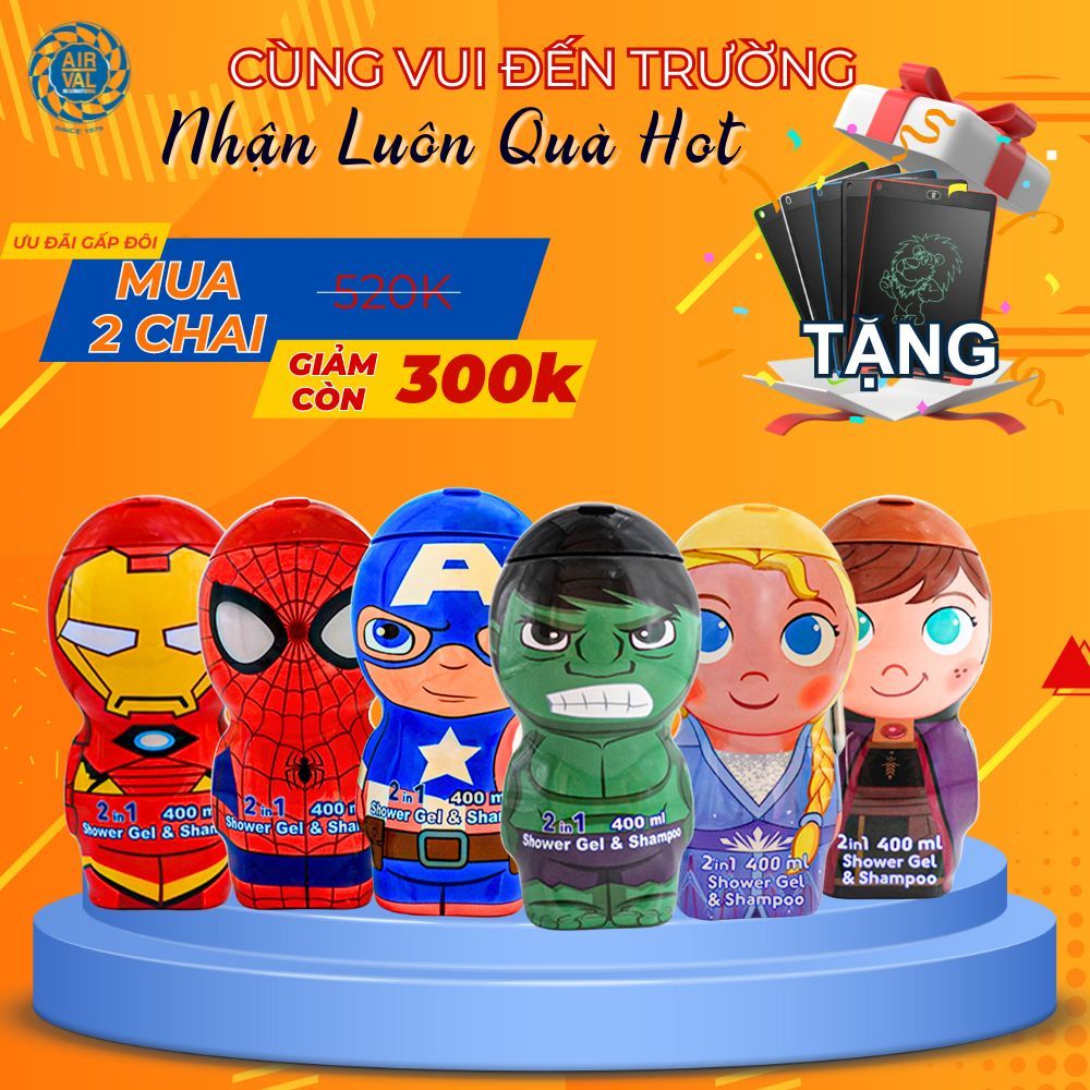 Sữa Tắm Gội Air Val 2D Hoạt Hình Dành Cho Bé 400ml