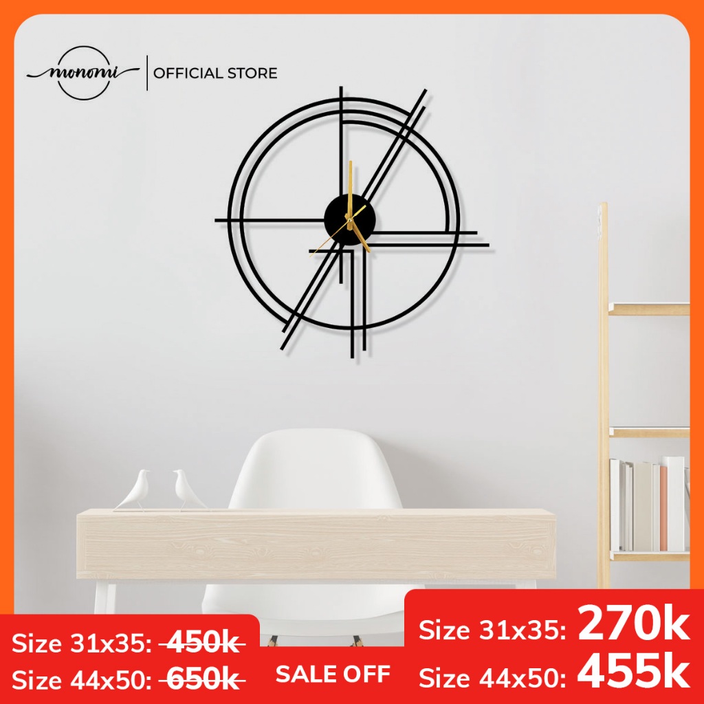 Đồng hồ CNC treo tường kim loại Arrow thiết kế tối giản cho phòng khách & văn phòng - Monomi C039