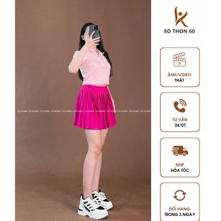 Áo crop das dây kéo tay ngắn màu hồng nhạt , chân váy anling mẫu mới màu hồng đậm eothon60