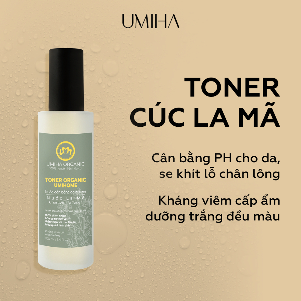 Nước cân bằng da Hoa Cúc La Mã hữu cơ UMIHOME 50/10ml cân bằng độ pH, se khít lỗ chân lông hiệu quả