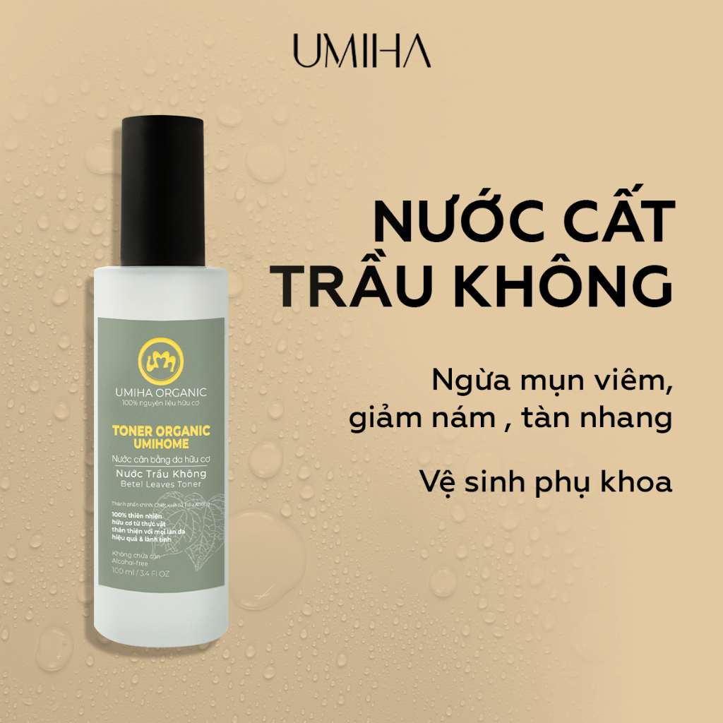 Nước cất lá Trầu Không hữu cơ UMIHOME 50/100ml nguyên chất dùng về sinh răng miệng, ngừa mụn mờ nám hiệu quả