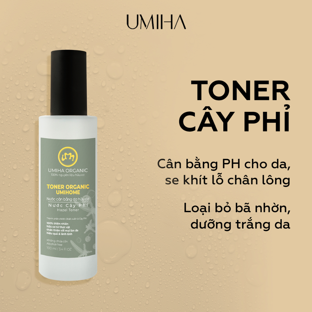 Nước cân bằng da Cây Phỉ hữu cơ UMIHOME 50/100ml cấp ẩm dưỡng da hiệu quả và duy trì độ pH cho da hiệu quả