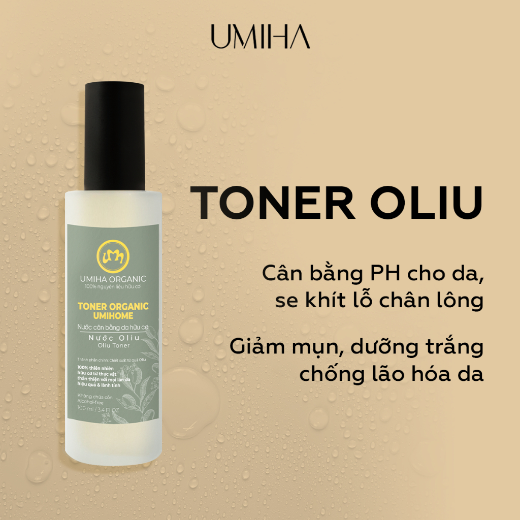 Nước cân bằng da Oliu hữu cơ UMIHOME 50/100ml chống lão hóa da, cấp ẩm dưỡng da cân bằng độ pH hiệu quả