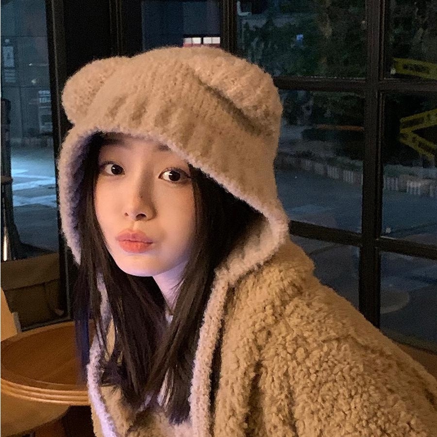 Mũ len nữ tai gấu dệt kim giữ ấm mùa đông, Nón len nữ hàn quốc tai mèo SLEEPYCHIC dễ thương cho học sinh