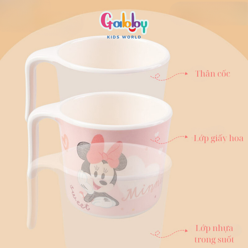 Ly Uống Nước Có Tay Cầm Hoạt Hình Disney Nhựa Melamine Cho Bé Nhiều Mẫu Mã