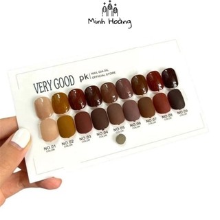 Sơn gel Very Good Nail tông nâu 9 màu chai 15ml kèm bảng màu