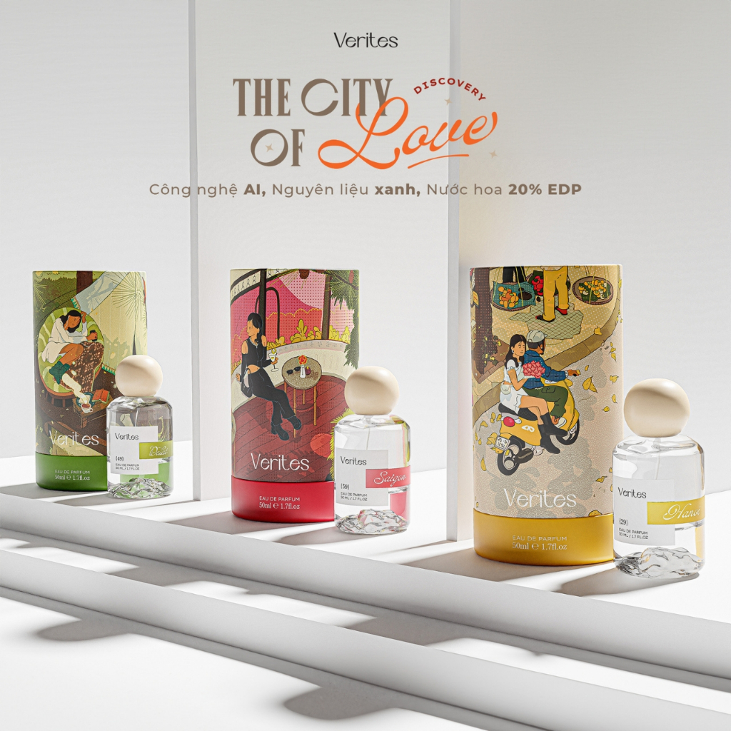 Bộ Sưu Tập 3 Hương Nước Hoa Nữ VERITES The City of Love EDP 20% Fullsize 50ml/Chai