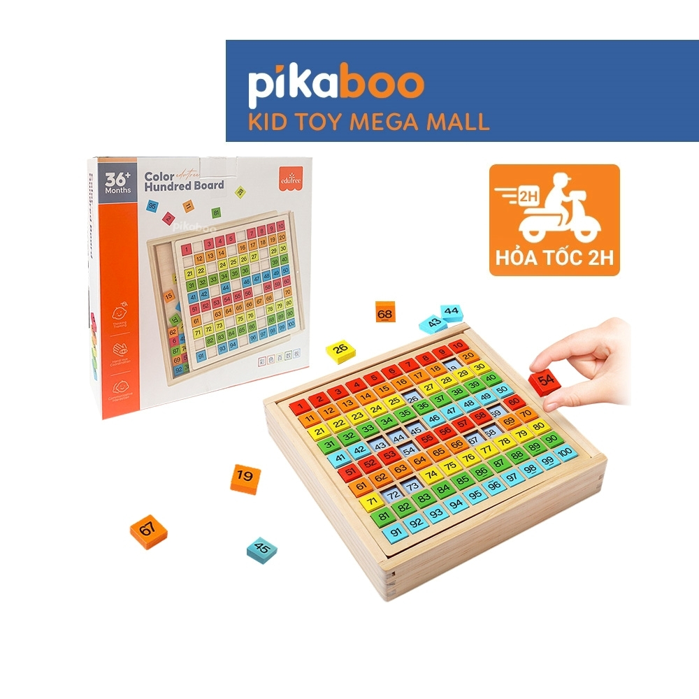Bảng gỗ số tập đếm từ 1 đến 100 Pikaboo, giáo cụ Montessori giúp bé nhận biết sớm về toán học và rèn luyện tư duy Logic