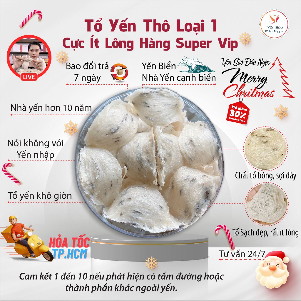Tổ Yến Thô Loại 1 Dòng THƯỢNG HẠNG, Già Gân, Ít Lông, Form Đẹp - Yến Sào Khánh Hoà - Chuyên Yến Biển từ Yến Sào Đảo Ngọc