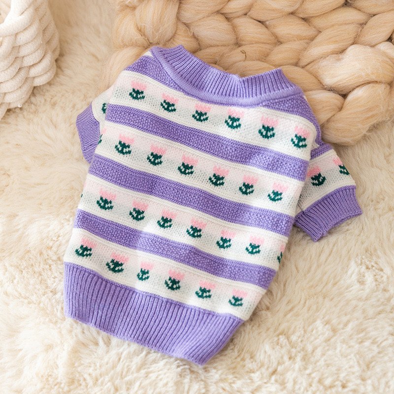 Áo Len Cardigan Hoa Nhí Dễ Thương Cho Chó Mèo Mặc Ấm Áp Quần Áo Cho Thú Cưng Cao Cấp Hàn Quốc Hiha Pets.