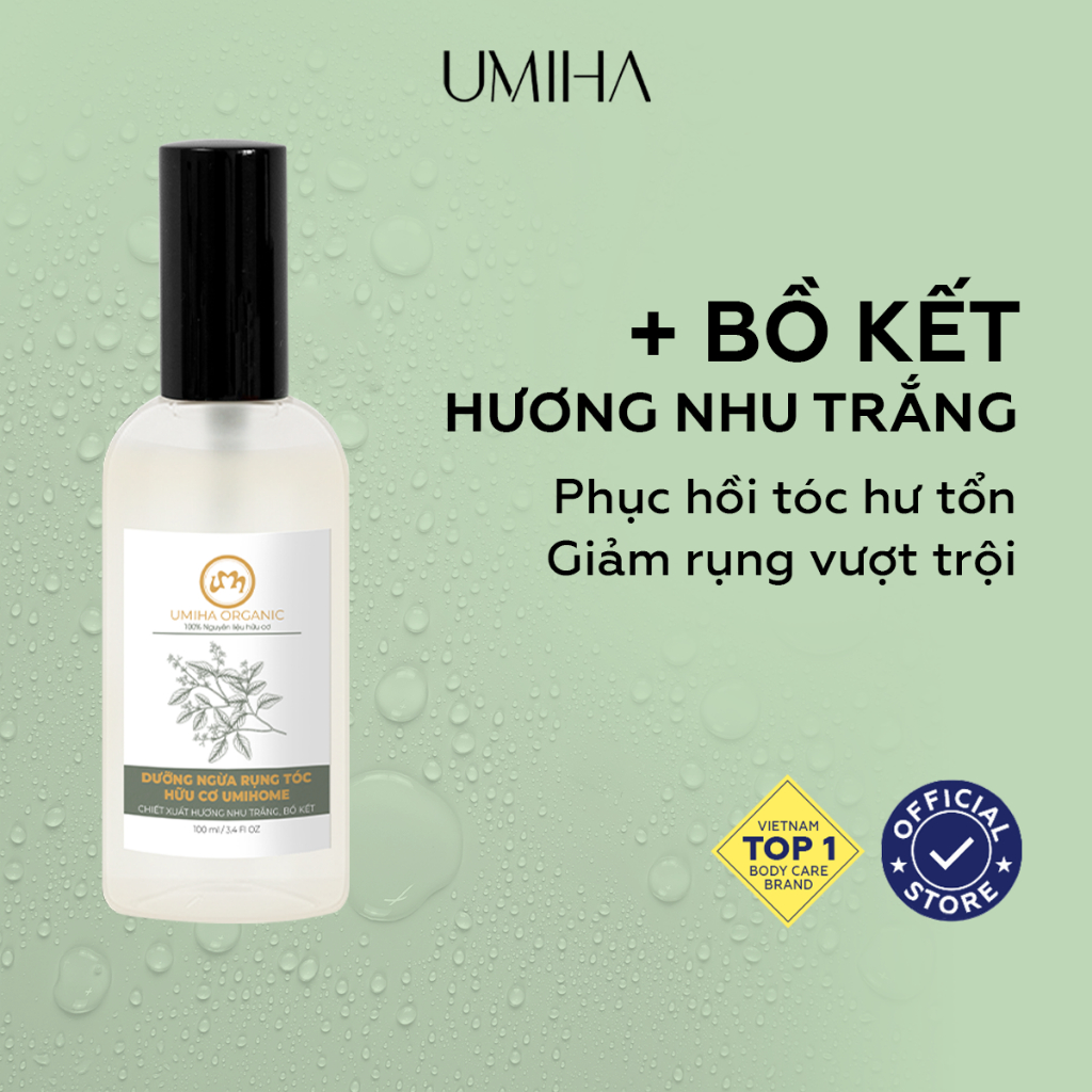 Xịt dưỡng tóc chống gẫy rụng UMIHOME Hương Nhu Trắng và Bồ Kết 50ml/10ml giúp tóc bóng mượt chắc khỏe