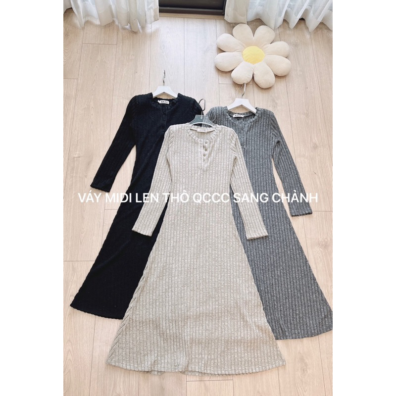 Váy len tăm thỏ khuy ngực