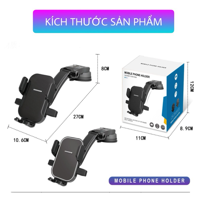 Giá đỡ điện thoại ô tô hình thác nước không che tầm nhìn lái xe - Kẹp giữ điện thoại gắn taplo xe hơi xoay 360 độ