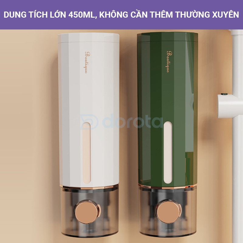 Hộp đựng nước rửa tay dán tường cao cấp, đựng dầu gội sữa tắm 450ml nút nhấn bền bỉ và chắc chắn HST