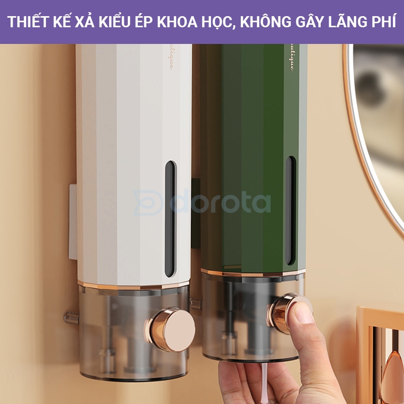 Hộp đựng nước rửa tay dán tường cao cấp, đựng dầu gội sữa tắm 450ml nút nhấn bền bỉ và chắc chắn HST